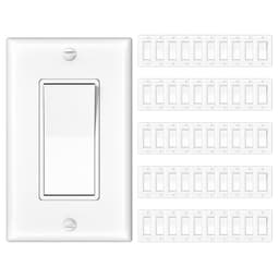 Amico Single Pole Light Switches with Wall Plates UL Listed