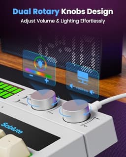 SABLUTE Quiet Gaming Keyboard, Wired 94-Key RGB Sound-Sync Light Bar, Black