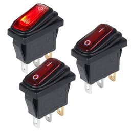 3Pcs Waterproof Latching Rocker Switch SPST ON Off 2 Pins 2 Positions Square Switch 20A 12V / 15Amp 