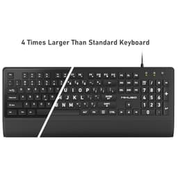Large Print Computer Keyboard, Full Size USB Membrane Keyboard with Cover