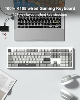 Womier K105 Membrane Gaming Keyboard,RGB Quiet Keyboard for Office, USB Wired,26 Keys Anti-ghosting 