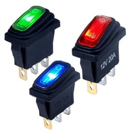 Waterproof 12V 20A ON Off Lighted Rocker Switch SPST 3 Pins Square Switch Snap-in Design for Car Boa