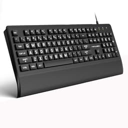 Large Print Computer Keyboard, Full Size USB Membrane Keyboard with Cover