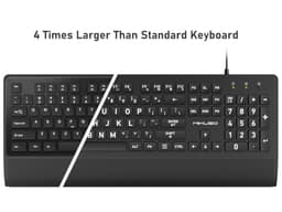 Large Print Wired Keyboard, Corded Full Size USB Keyboard with Cover