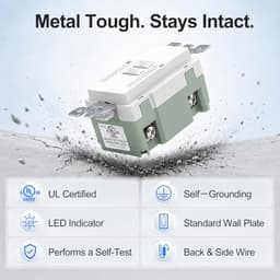 Baomain Blank Face GFCI 20 Amp, Self-Test Receptacle with LED Indicator,Faceless GFCI,Electrical Out
