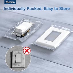 Amico Single Pole Light Switches with Wall Plates UL Listed