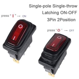 3Pcs Waterproof Latching Rocker Switch SPST ON Off 2 Pins 2 Positions Square Switch 20A 12V / 15Amp 
