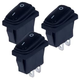 3Pcs Waterproof Latching Rocker Switch SPST ON Off 2 Pins 2 Positions Square Switch 20A 12V / 15Amp 