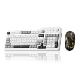 Aula F3099 Wireless Keyboard with Media Knob RGB Backlit Gaming Keyboard +SOLAKAKA SM802 Wireless Ga