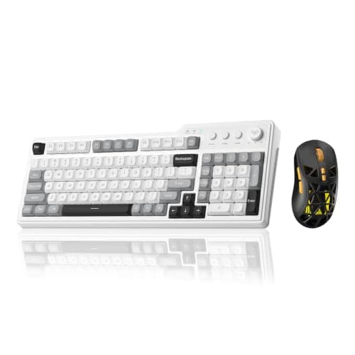 Aula F3099 Wireless Keyboard with Media Knob RGB Backlit Gaming Keyboard +SOLAKAKA SM802 Wireless Ga