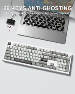 Womier K105 Membrane Gaming Keyboard,RGB Quiet Keyboard for Office, USB Wired,26 Keys Anti-ghosting 