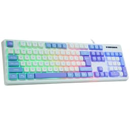 HUO JI White Gaming Keyboard USB Wired with Rainbow LED Backlit