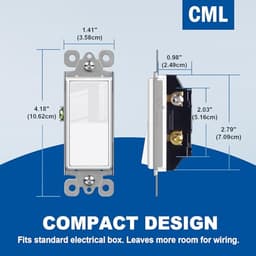 CML Single Pole Decorator Light Switch, 20 Pack Rocker Paddle Wall Switch, 15A 120/277V, On/Off Inte