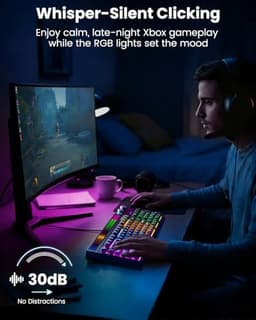 SABLUTE Quiet Gaming Keyboard, Wired 94-Key RGB Sound-Sync Light Bar, USB-A