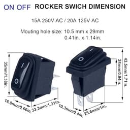 3Pcs Waterproof Latching Rocker Switch SPST ON Off 2 Pins 2 Positions Square Switch 20A 12V / 15Amp 