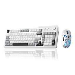 Aula F3099 Wireless Keyboard with Media Knob RGB Backlit Gaming Keyboard +SOLAKAKA SM802 Wireless Ga