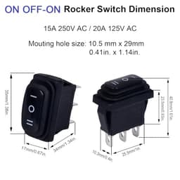 3Pcs Waterproof SPDT Latching Rocker Switch ON Off ON 3 Pins 3 Positions Square Power Switch 20Amp 1