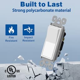 CML Decorator Paddle Rocker Light Switches, 15 Amp Single Pole Switch, 15A 120/277V, On/Off Interrup
