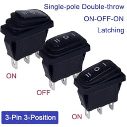 3Pcs Waterproof SPDT Latching Rocker Switch ON Off ON 3 Pins 3 Positions Square Power Switch 20Amp 1