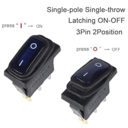 3Pcs Waterproof 12Volt 20A Rocker Switch with Blue Light SPST 3 Pins ON Off Square Switch Snap-in De