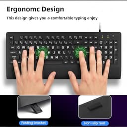 Large Print Computer Keyboard, Full Size USB Membrane Keyboard with Cover