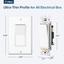 Amico Single Pole & 3 Way Light Switches, UL Listed