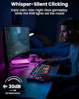 SABLUTE Quiet Gaming Keyboard, Wired 94-Key RGB Sound-Sync Light Bar, USB-A