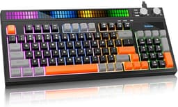 SABLUTE Quiet Gaming Keyboard, Wired 94-Key RGB Sound-Sync Light Bar, USB-A