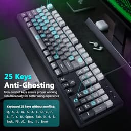 HUO JI Wired Gaming Keyboard with RGB LED Backlit, Floating Keys