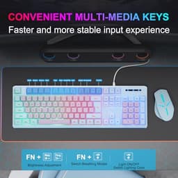 HUO JI Gaming Keyboard USB Wired with Rainbow LED Backlit, Blue Purple