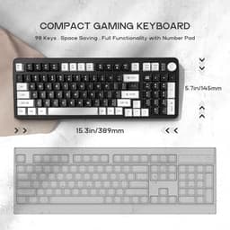 96% Wired Gaming Keyboard, Creamy Quiet Keyboard with Volume Knob