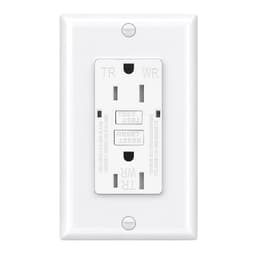 Baomain 15A 125V Self-Test GFCI Duplex Outlet with Plate WRTR White 1-Pack
