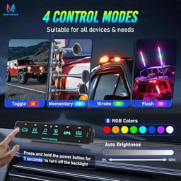 MICTUNING MS-W 6 Gang Slim Wireless Switch Panel Bundle with 5 Inch K8 Halo UltraDrive Pod Lights
