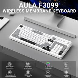 Aula F3099 Wireless Keyboard with Media Knob RGB Backlit Gaming Keyboard + SOLAKAKA SM850 - Wireless