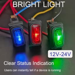 Waterproof 12V 20A ON Off Lighted Rocker Switch SPST 3 Pins Square Switch Snap-in Design for Car Boa