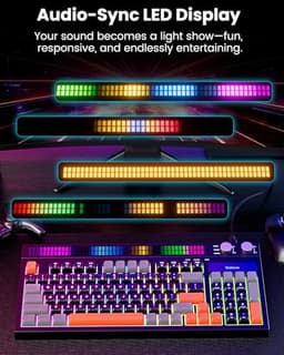 SABLUTE Quiet Gaming Keyboard, Wired 94-Key RGB Sound-Sync Light Bar, USB-A