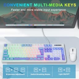 HUO JI White Gaming Keyboard USB Wired with Rainbow LED Backlit