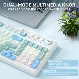 Aula F3099 Wireless Keyboard with Media Knob RGB Backlit Gaming Keyboard + SOLAKAKA SM850 - Wireless