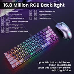 65% Gaming Keyboard and Mouse Combo, RGB Backlit Keyboard + 7200 DPI Gaming Mouse, Ultra-Compact Ant