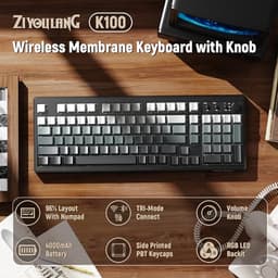 ZIYOU LANG K100 Wireless Gaming Keyboard,99 Keys Tri-Mode BT/2.4GHz/USB-C Creamy Color Keyboard with