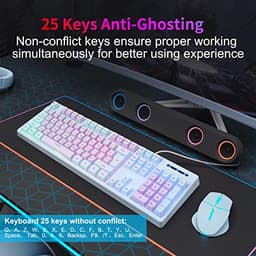 HUO JI Gaming Keyboard USB Wired with Rainbow LED Backlit, Blue Purple