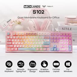 MechLands Aula S102 Membrane Gaming Keyboard w/Number Pad, 100% Full Size