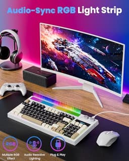SABLUTE Quiet Gaming Keyboard, Wired 94-Key RGB Sound-Sync Light Bar, Black