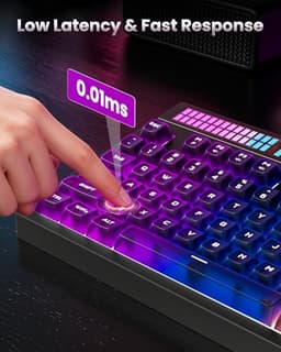 SABLUTE Quiet Gaming Keyboard, Wired 94-Key RGB Sound-Sync Light Bar, USB-A