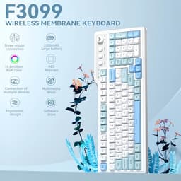 Aula F3099 Wireless Keyboard with Media Knob RGB Backlit Gaming Keyboard + SOLAKAKA SM850 - Wireless