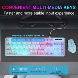 HUO JI Wired Gaming Keyboard with RGB LED Backlit, Floating Keys