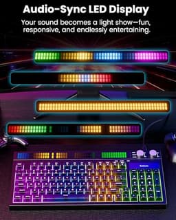SABLUTE Quiet Gaming Keyboard, Wired 94-Key RGB Sound-Sync Light Bar, USB-A
