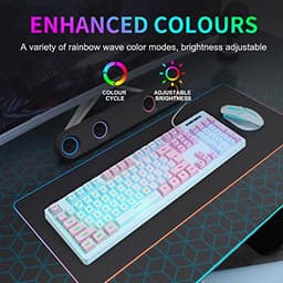 HUO JI Wired Gaming Keyboard with RGB LED Backlit, Floating Keys