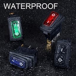 3Pcs Waterproof Latching Rocker Switch SPST ON Off 2 Pins 2 Positions Square Switch 20A 12V / 15Amp 