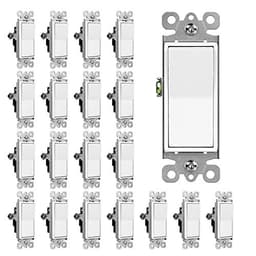 CML Single Pole Decorator Light Switch, 20 Pack Rocker Paddle Wall Switch, 15A 120/277V, On/Off Inte